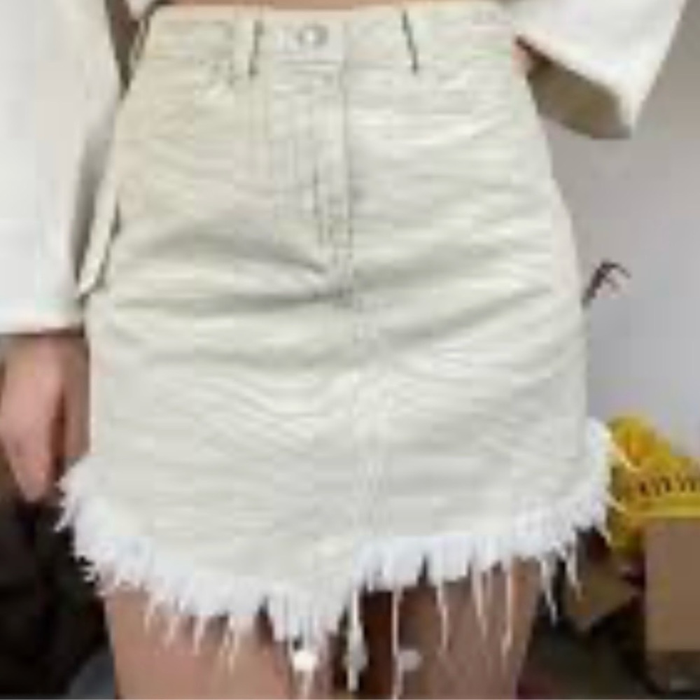 Free People Western Look Ruffled Denim  Mini Skirt 7/8